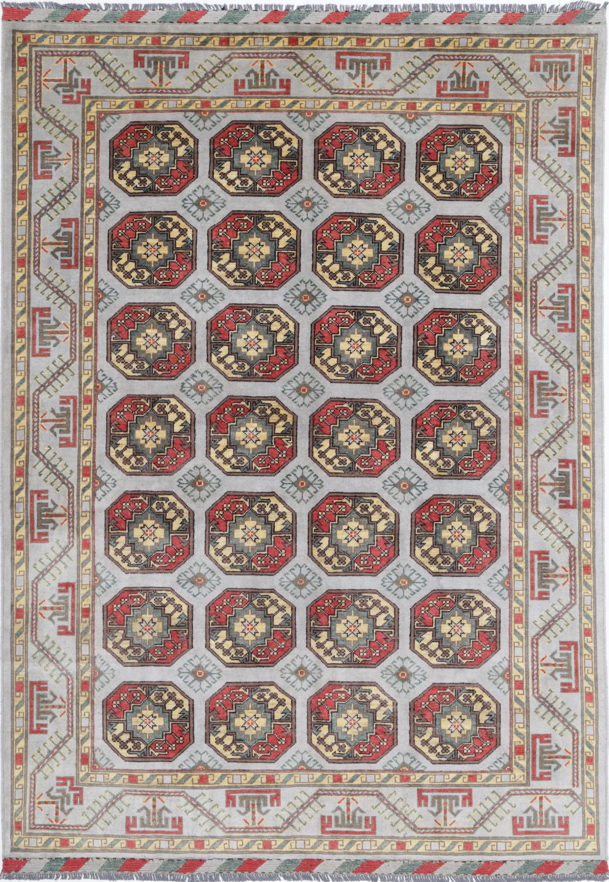 Grey Hand-Knotted Distressed Vintage Wool Rug - 6'7" x 9'5"