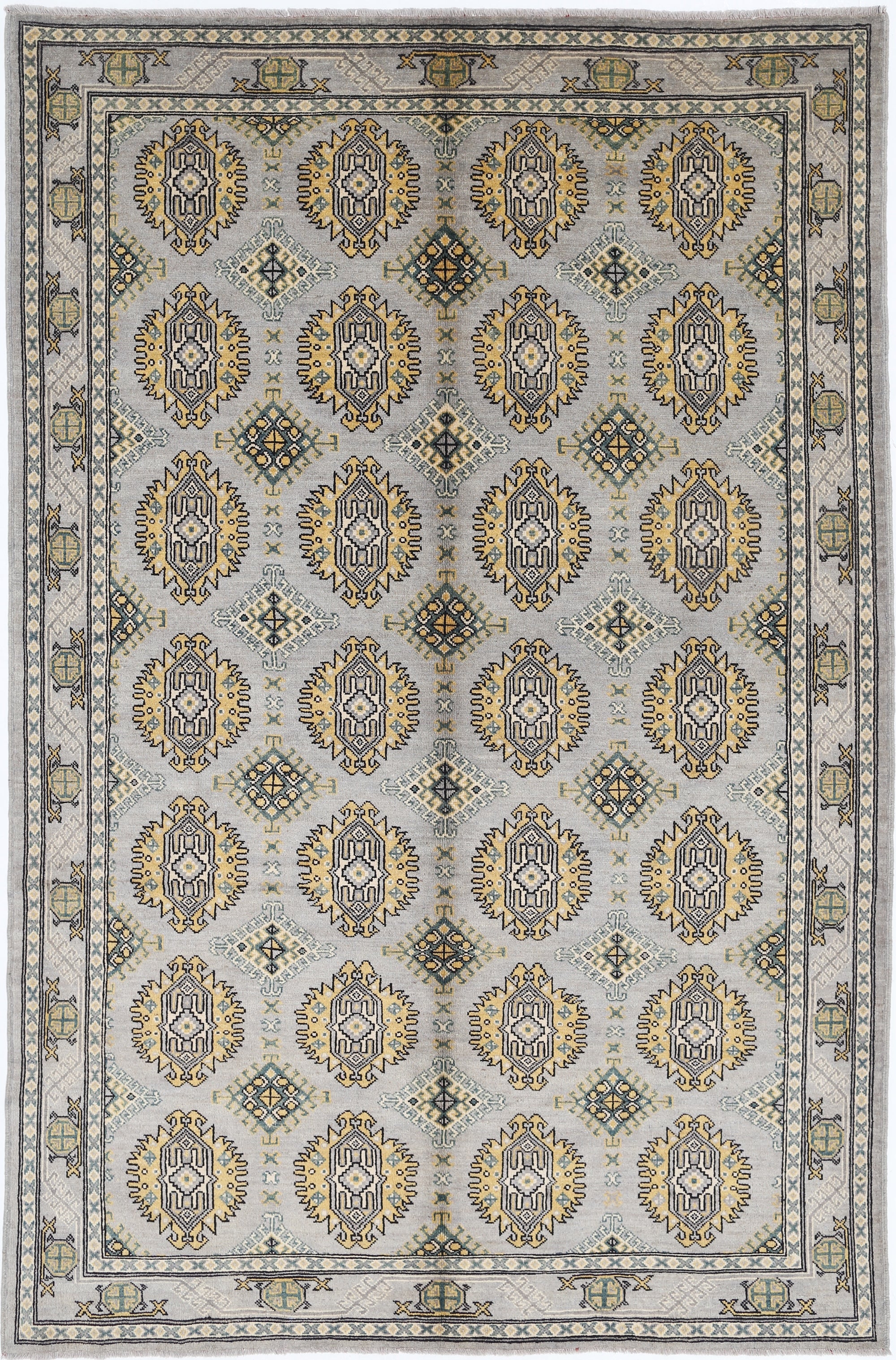 Grey Hand-Knotted Distressed Vintage Wool Rug - 6'7" x 10'0"