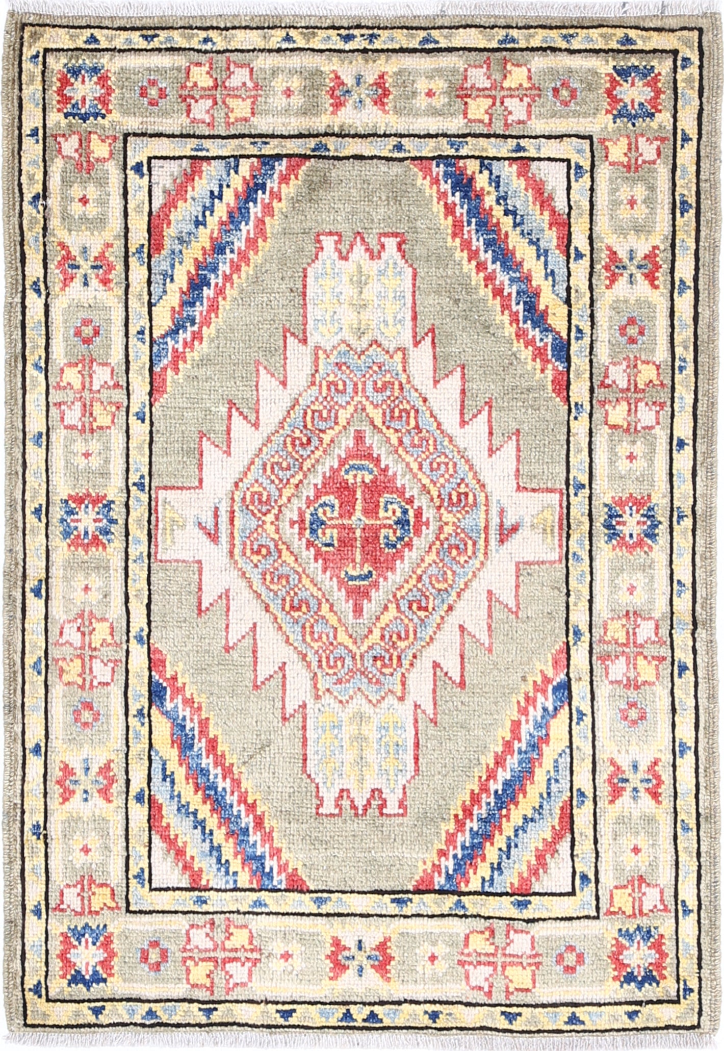 Green Hand-Knotted Distressed Vintage Wool Rug - 2'0" x 3'0"