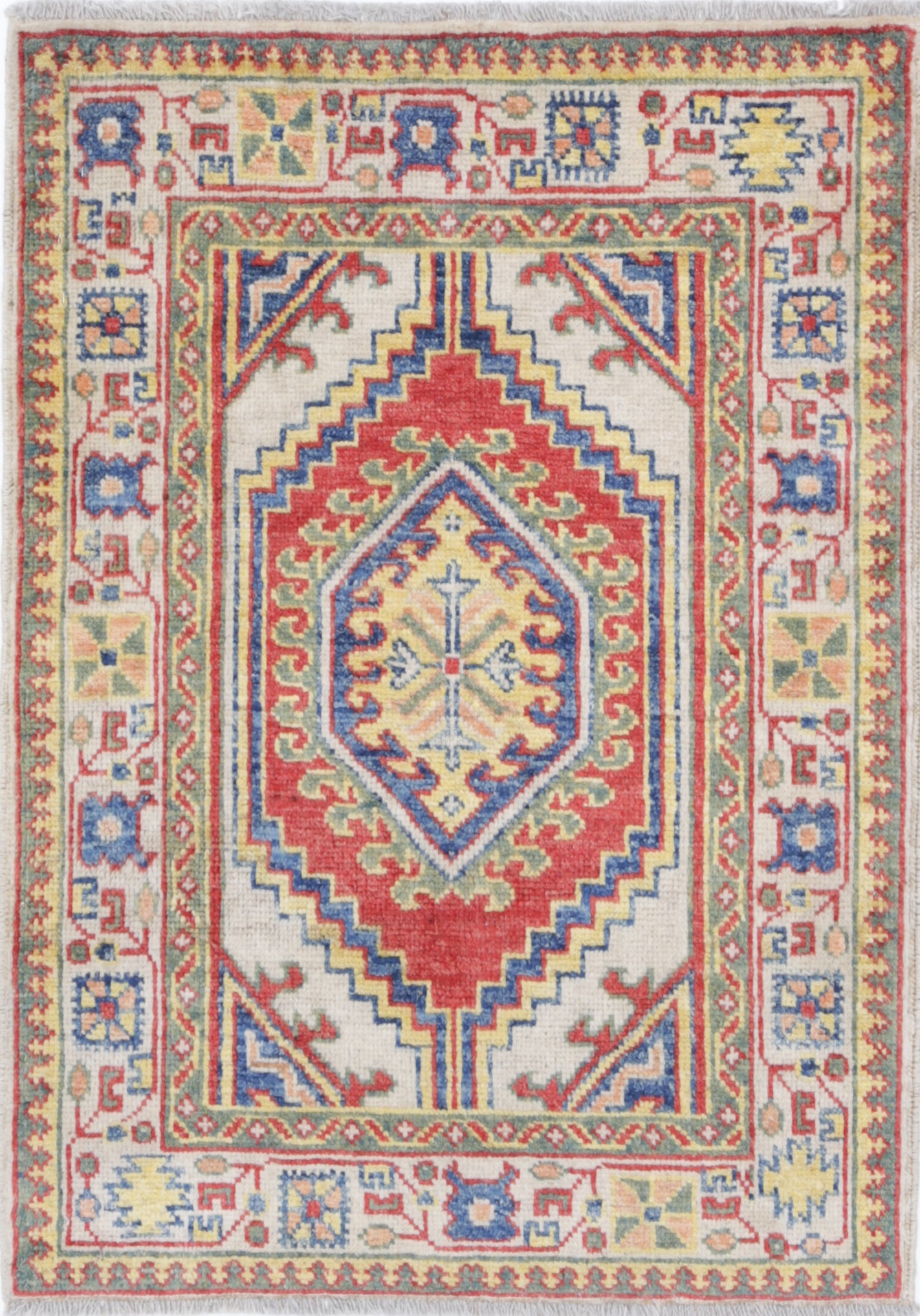 Grey Hand-Knotted Distressed Vintage Wool Rug - 2'2" x 3'0"