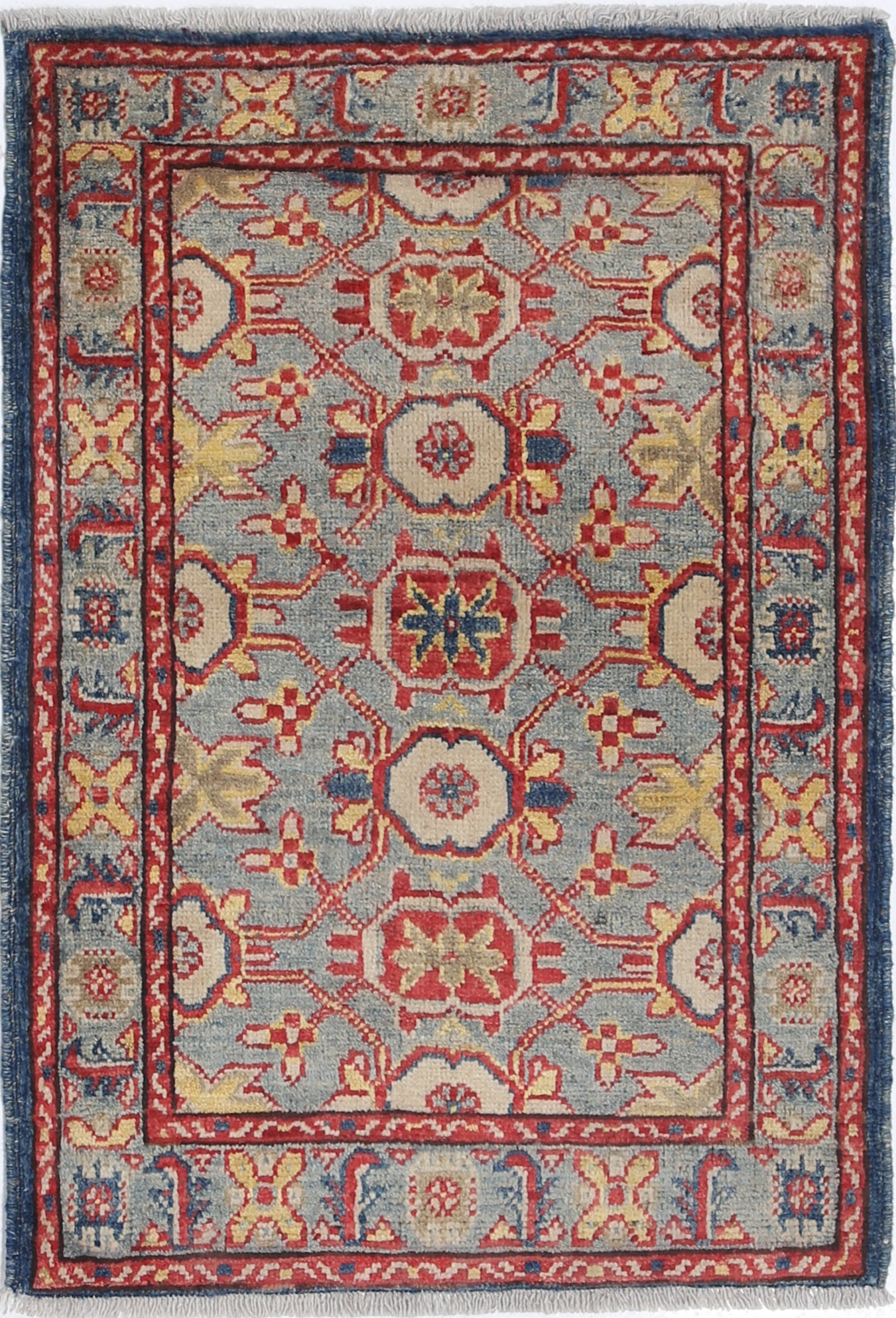 Grey Hand-Knotted Distressed Vintage Wool Rug - 2'0" x 2'11"