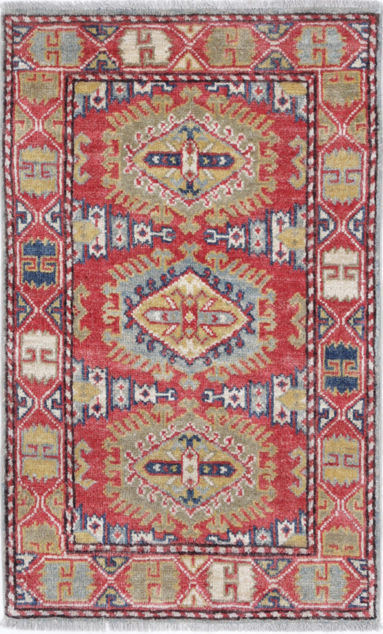 Red Hand-Knotted Distressed Vintage Wool Rug - 2'0" x 3'3"