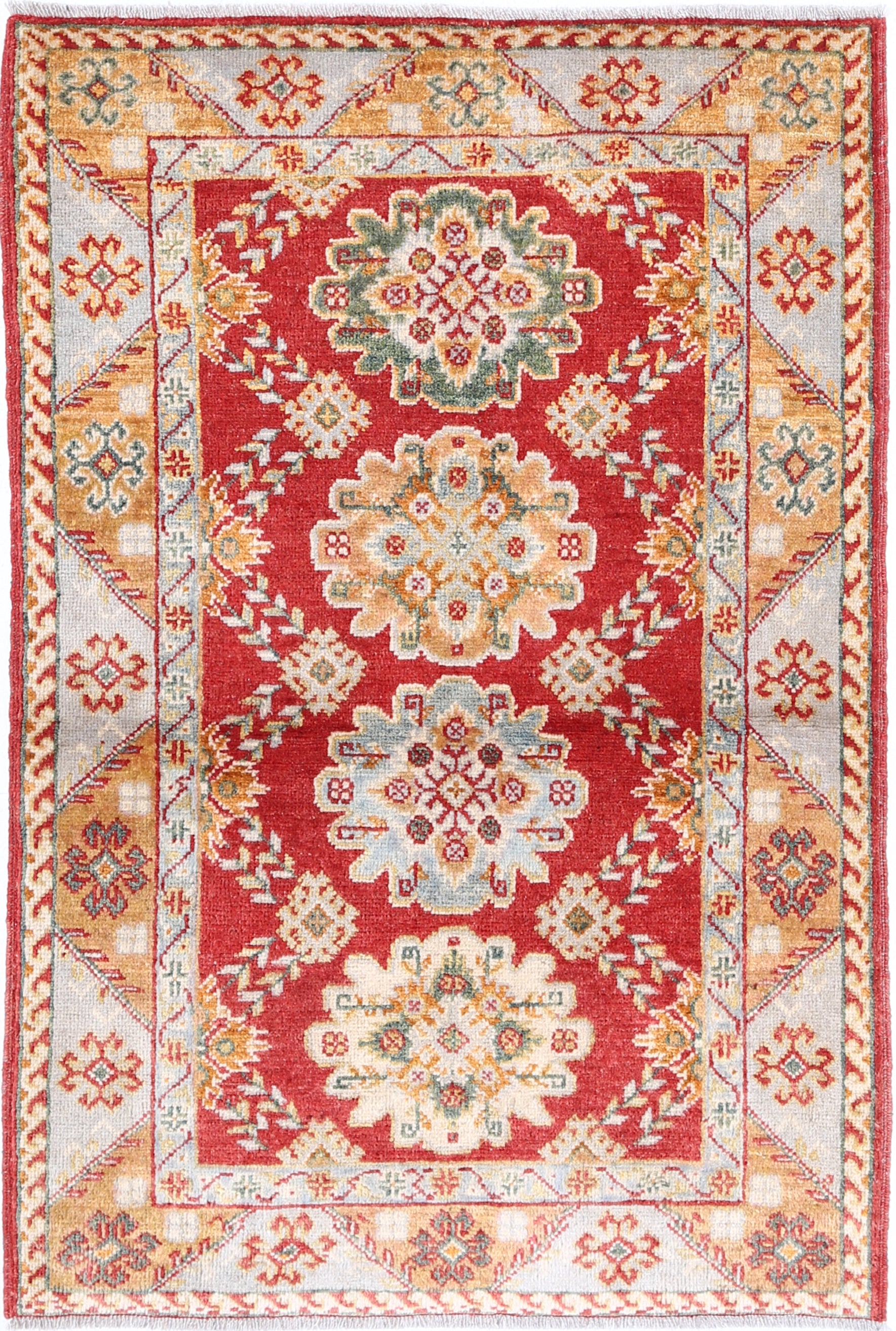 Red Hand-Knotted Distressed Vintage Wool Rug - 2'8" x 4'0"