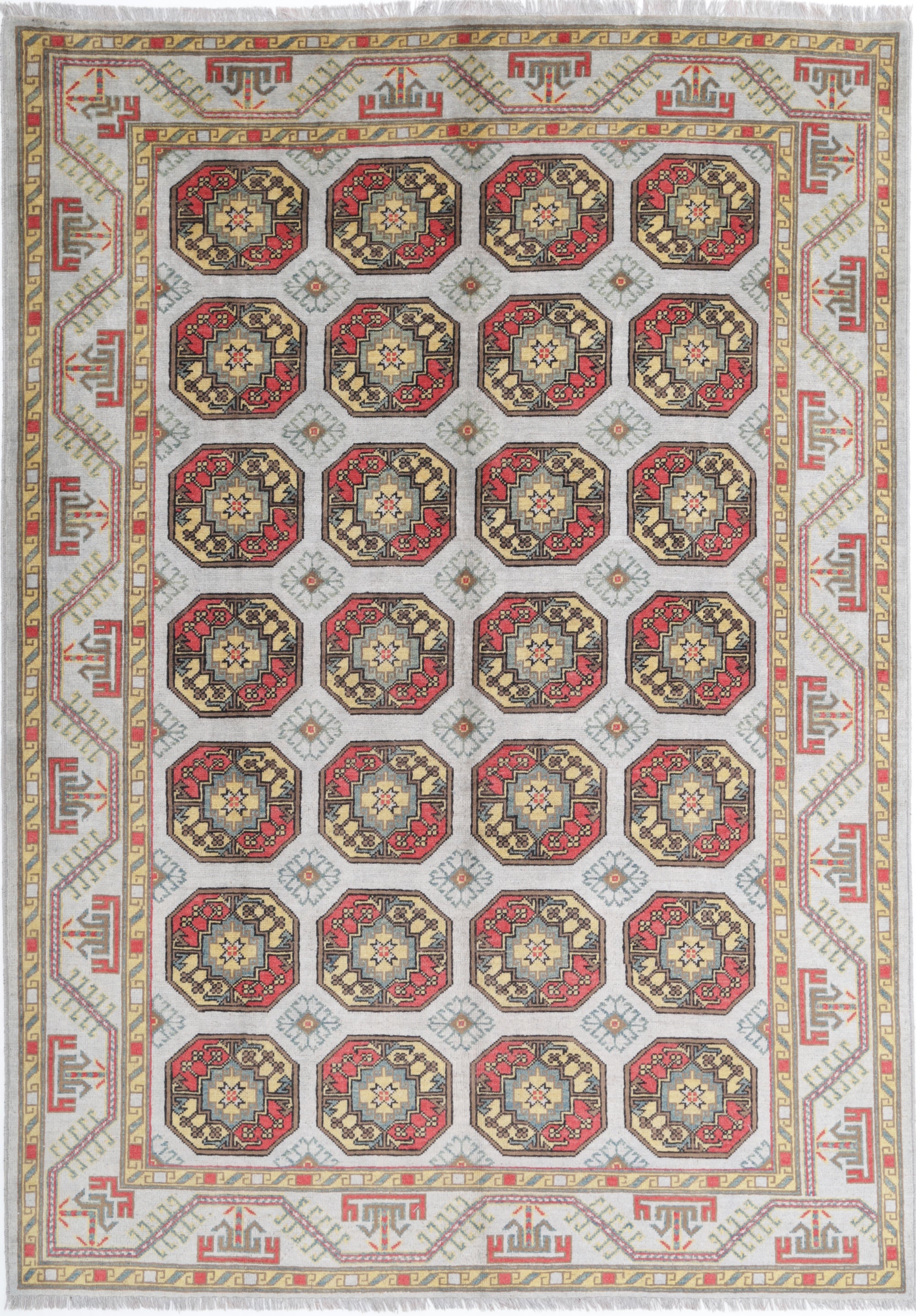 Grey Hand-Knotted Distressed Vintage Wool Rug - 6'8" x 9'7"