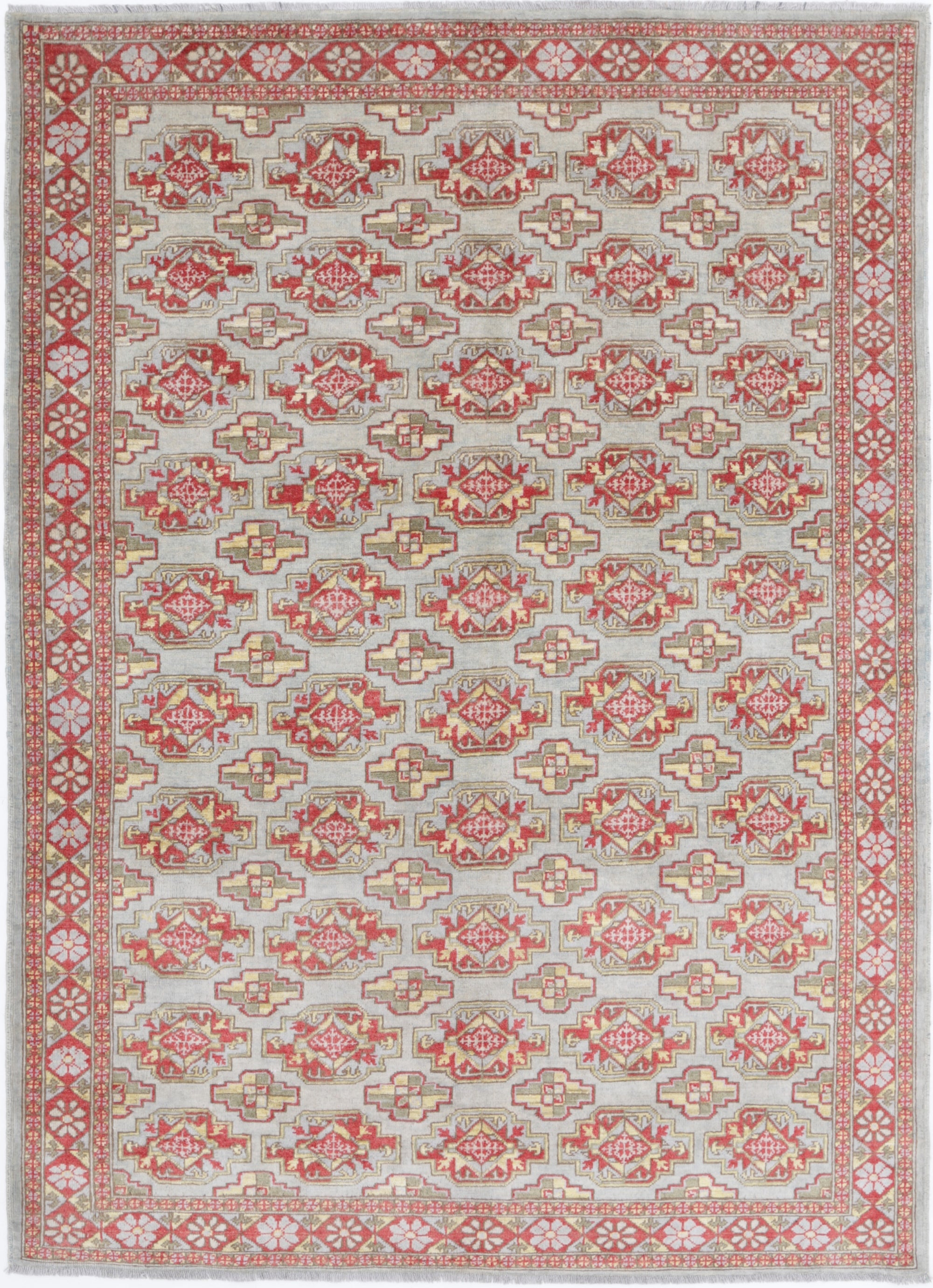 Blue Hand-Knotted Distressed Vintage Wool Rug - 5'7" x 7'9"