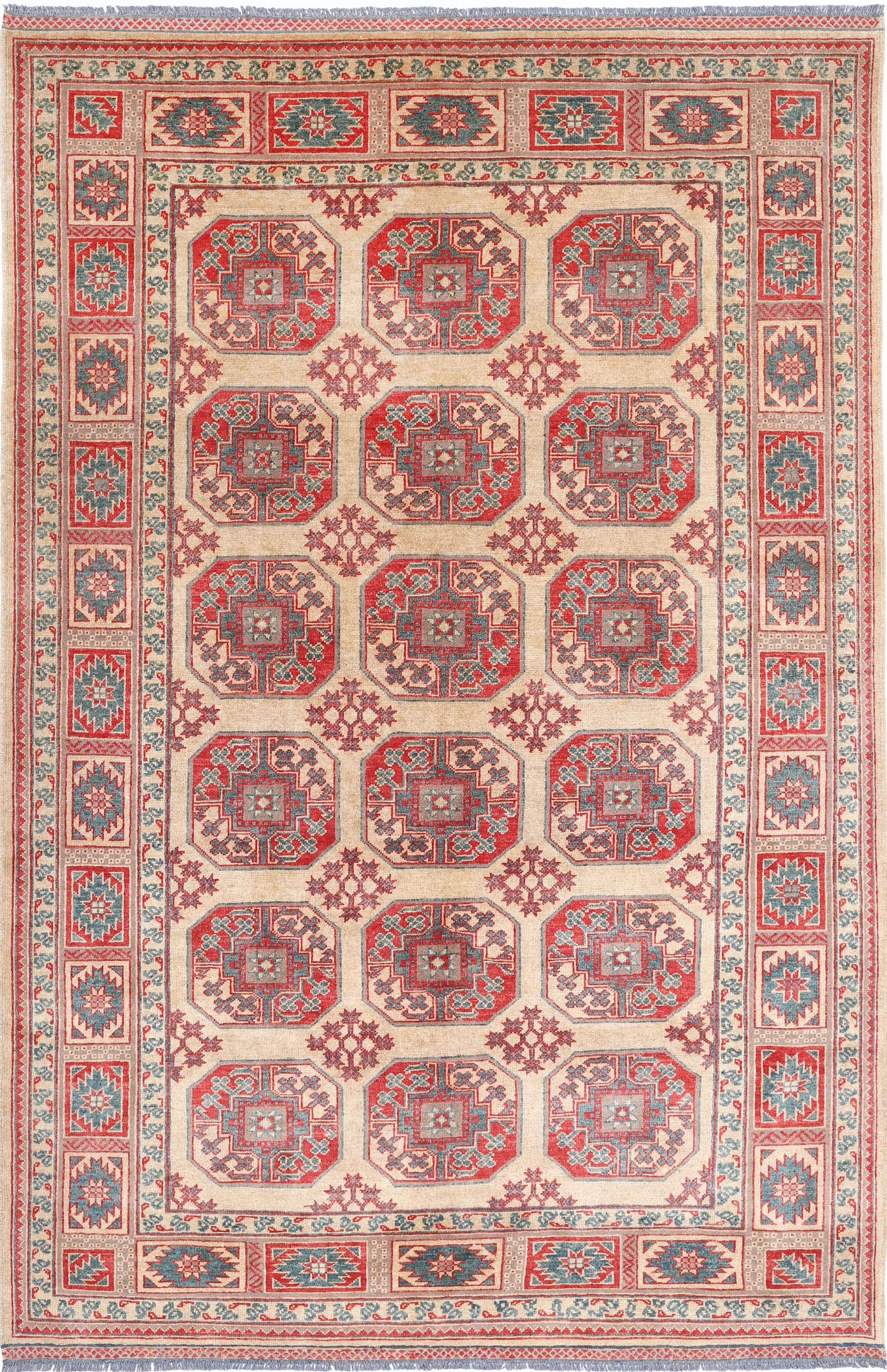 Gold Hand-Knotted Distressed Vintage Wool Rug - 6'9" x 10'1"