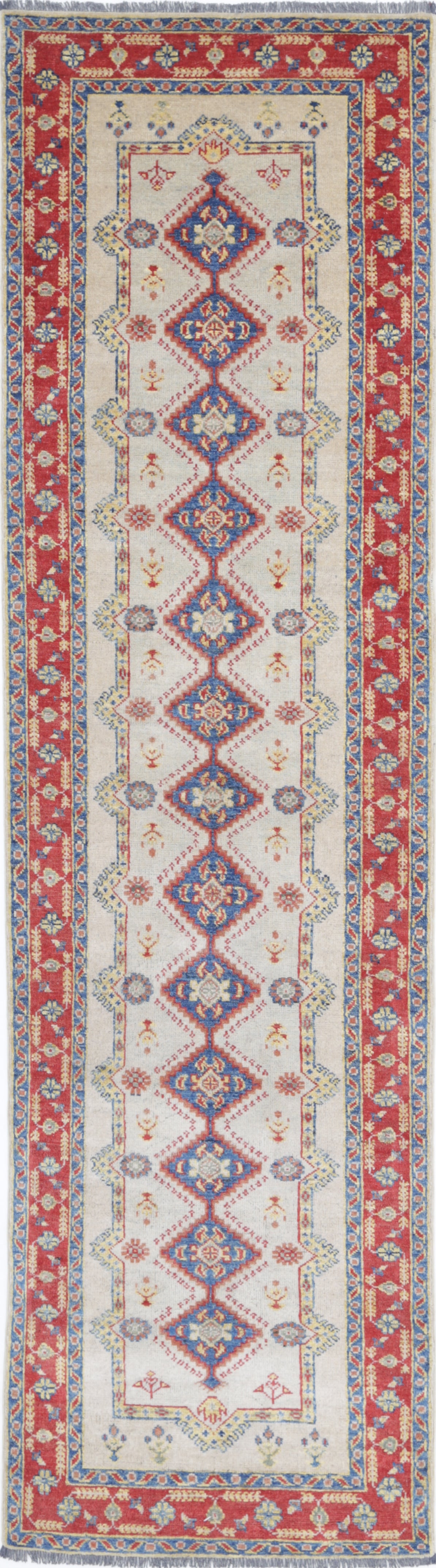 Grey Hand-Knotted Distressed Vintage Wool Rug - 2'6" x 10'0"