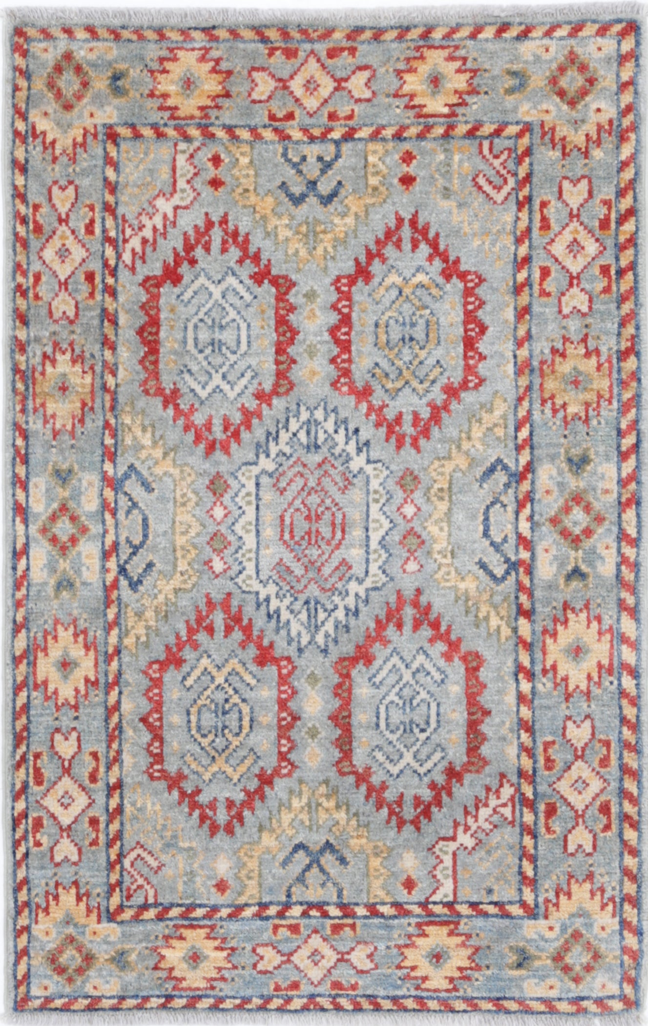 Grey Hand-Knotted Distressed Vintage Wool Rug - 2'0" x 3'1"