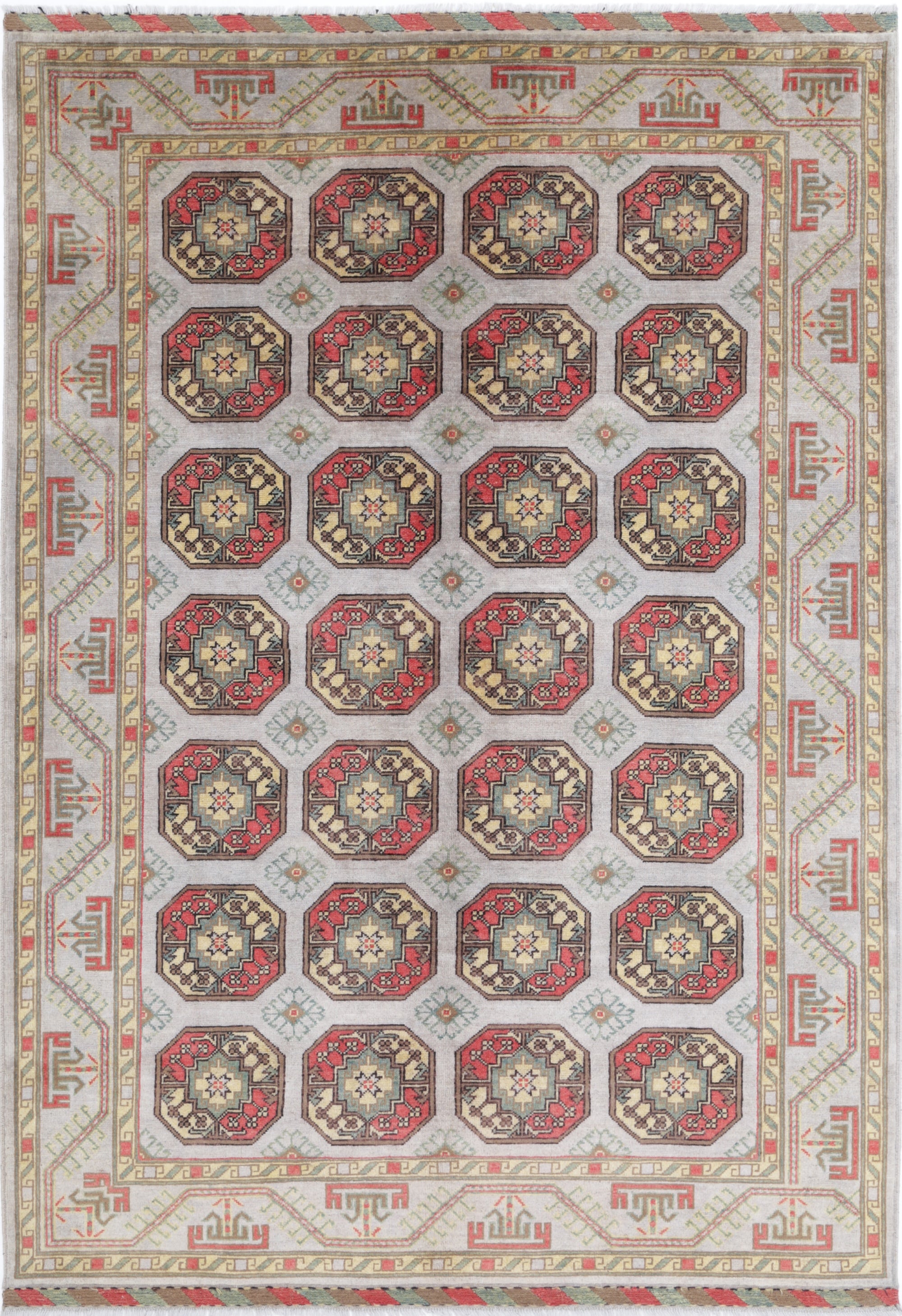 Grey Hand-Knotted Distressed Vintage Wool Rug - 6'8" x 9'7"