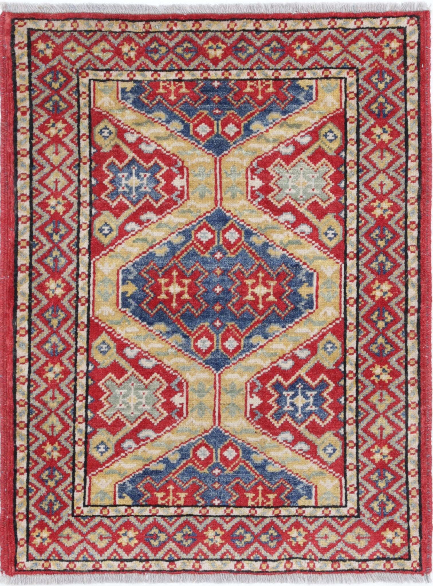 Red Hand-Knotted Distressed Vintage Wool Rug - 2'2" x 3'0"