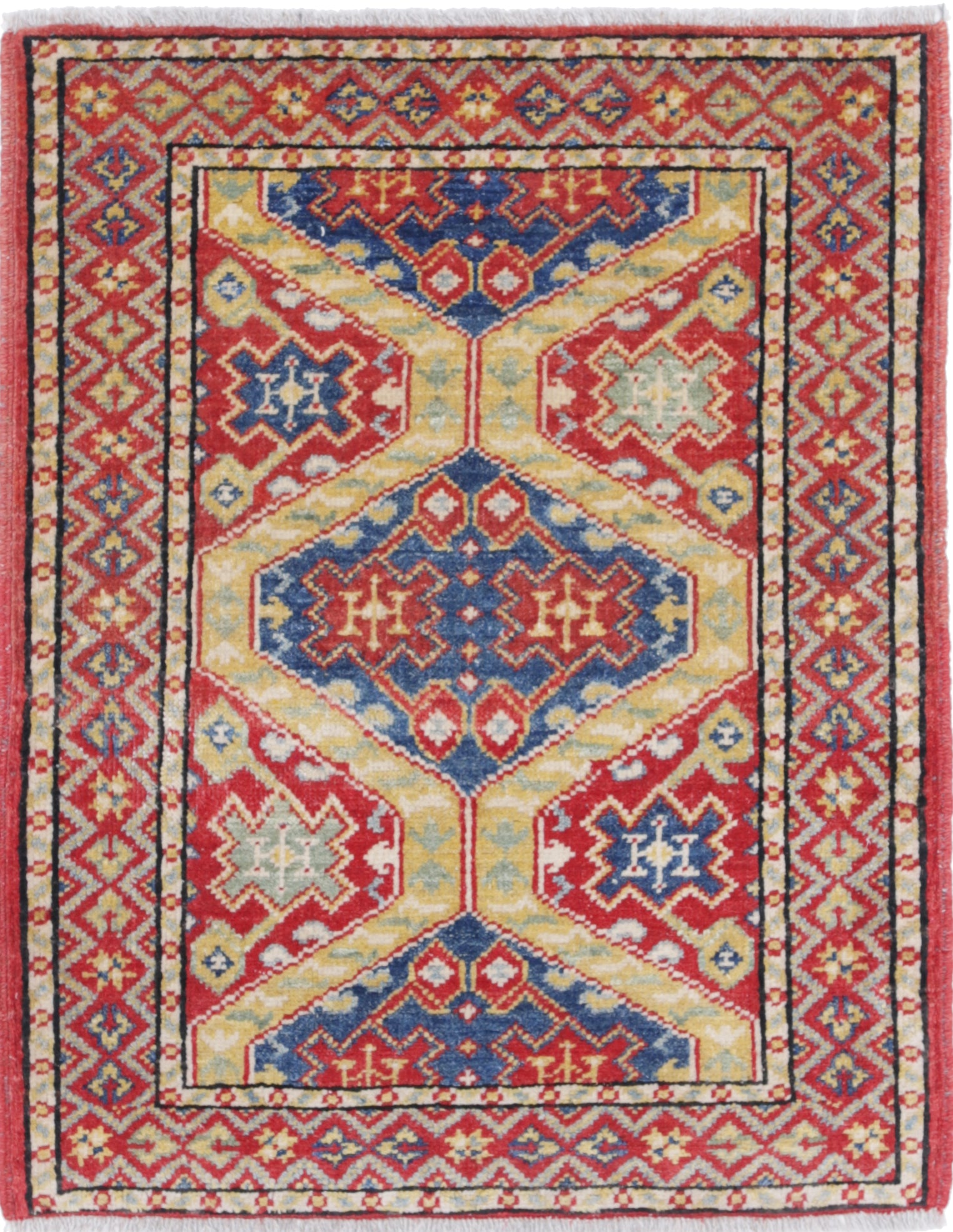 Red Hand-Knotted Distressed Vintage Wool Rug - 2'2" x 2'10"