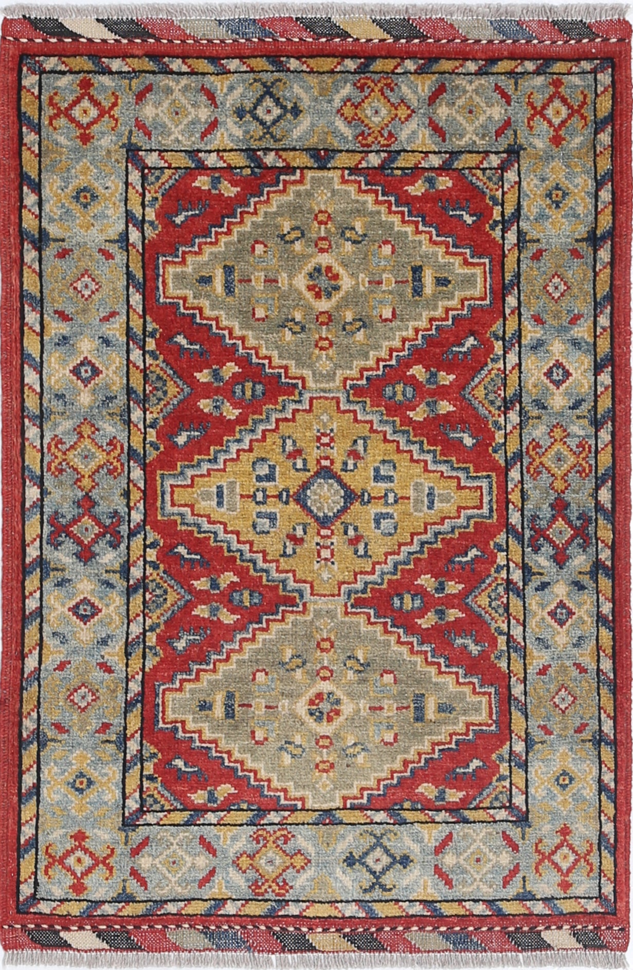 Red Hand-Knotted Distressed Vintage Wool Rug - 2'0" x 2'10"