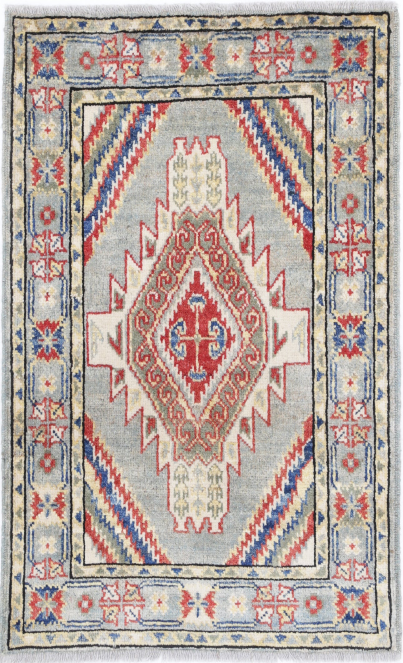 Grey Hand-Knotted Distressed Vintage Wool Rug - 2'0" x 3'1"