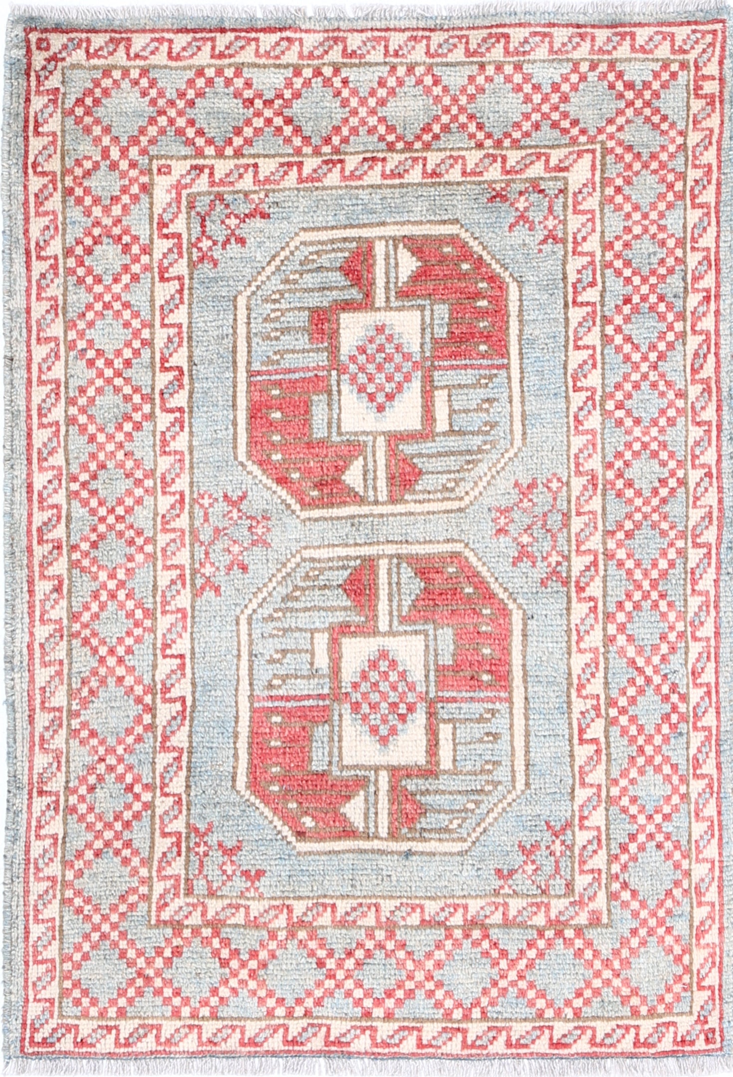 Grey Hand-Knotted Distressed Vintage Wool Rug - 2'1" x 2'11"