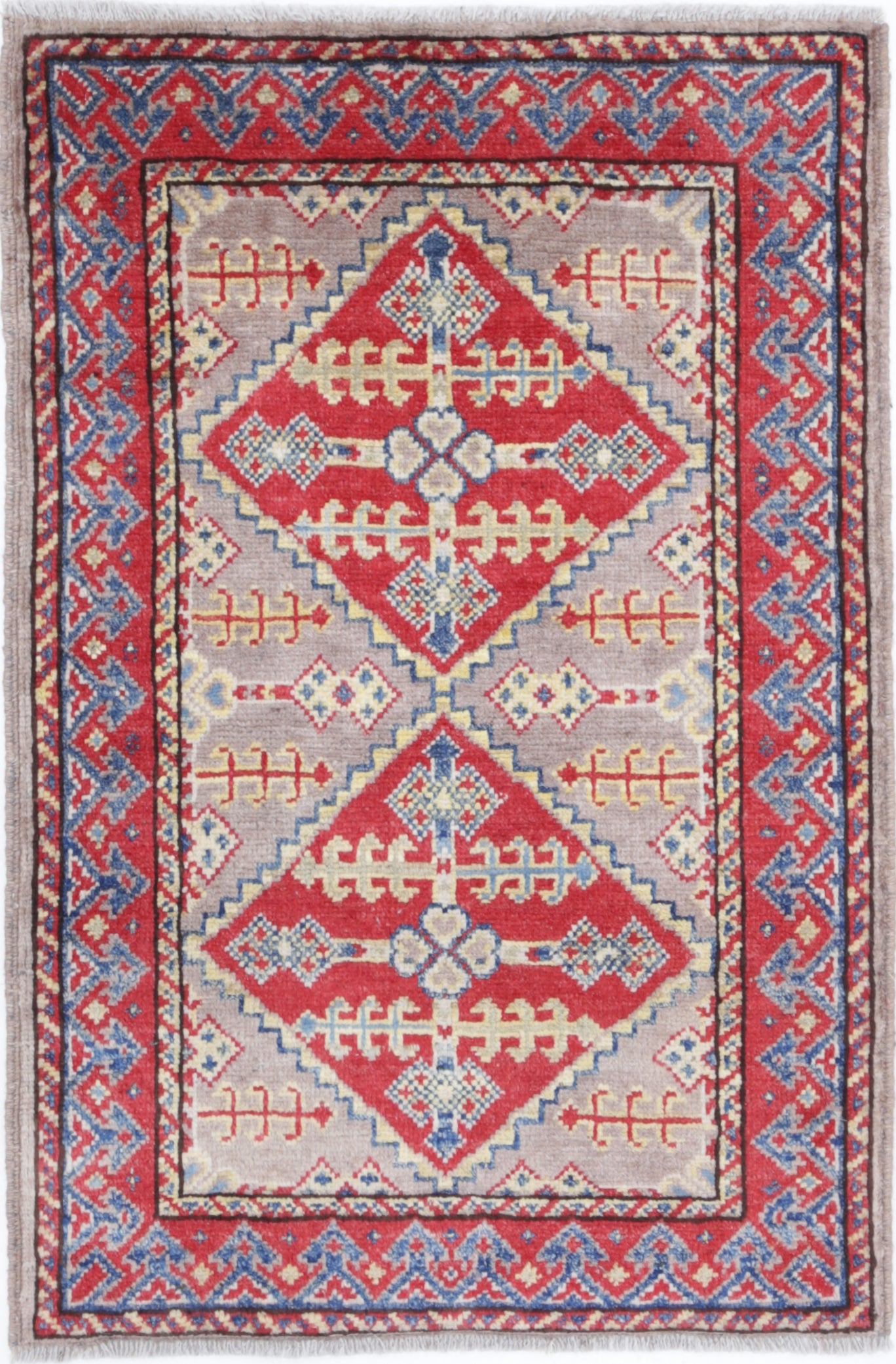 Brown Hand-Knotted Distressed Vintage Wool Rug - 2'0" x 3'2"