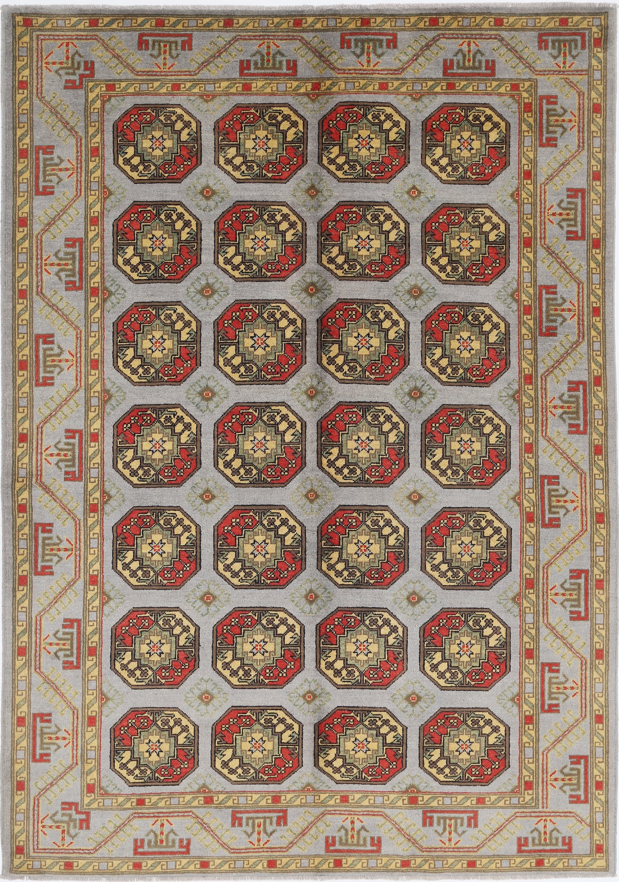 Grey Hand-Knotted Distressed Vintage Wool Rug - 6'8" x 9'6"