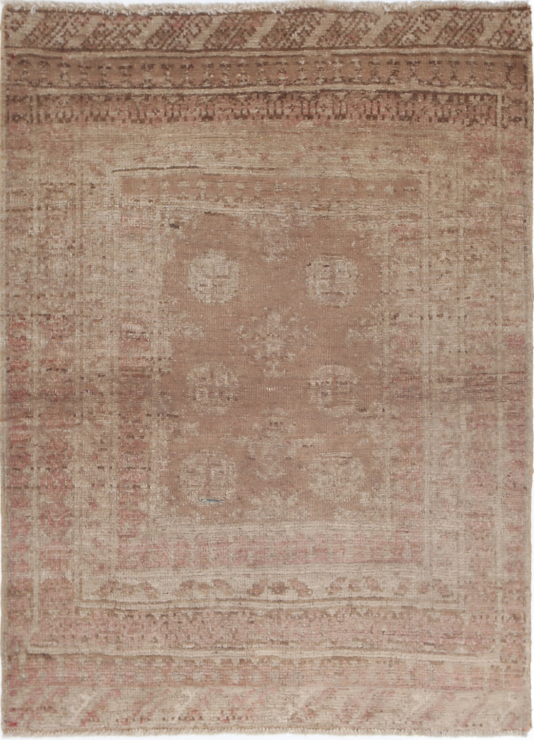 Ivory Hand-Knotted Afghan Tribal Geometric Wool Rug - 2'2" x 4'5"