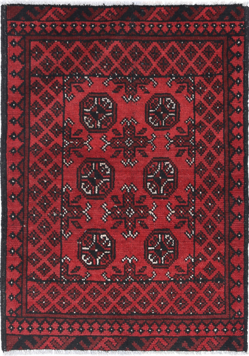 Ivory Hand-Knotted Afghan Tribal Geometric Wool Rug - 2'6" x 3'8"