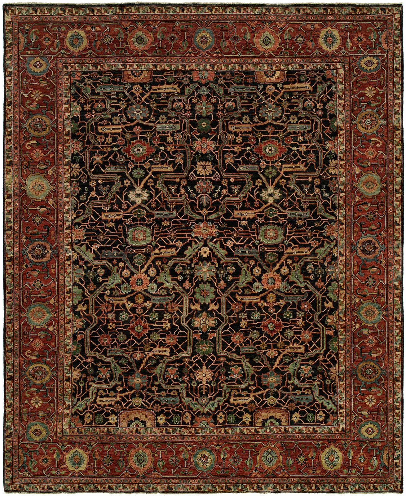 Antique Heriz 121 Blue - Red