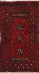 Ivory Hand-Knotted Afghan Tribal Geometric Wool Rug - 1'7" x 3'0"