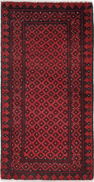Ivory Hand-Knotted Afghan Tribal Geometric Wool Rug - 1'6" x 3'2"