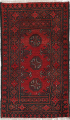 Ivory Hand-Knotted Afghan Tribal Geometric Wool Rug - 1'8" x 3'0"