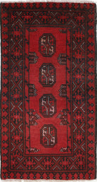 Ivory Hand-Knotted Afghan Tribal Geometric Wool Rug - 1'8" x 3'4"
