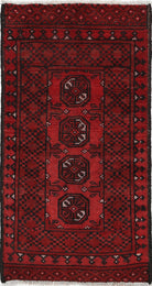 Ivory Hand-Knotted Afghan Tribal Geometric Wool Rug - 1'7" x 3'2"