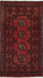 Ivory Hand-Knotted Afghan Tribal Geometric Wool Rug - 1'7" x 3'1"