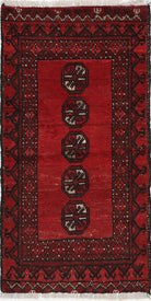 Ivory Hand-Knotted Afghan Tribal Geometric Wool Rug - 1'7" x 3'5"