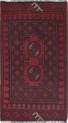 Ivory Hand-Knotted Afghan Tribal Geometric Wool Rug - 1'7" x 2'11"