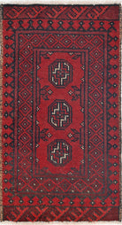 Ivory Hand-Knotted Afghan Tribal Geometric Wool Rug - 1'8" x 3'0"