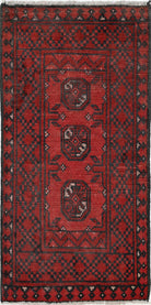 Ivory Hand-Knotted Afghan Tribal Geometric Wool Rug - 1'7" x 3'3"