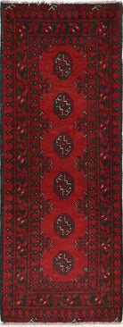 Ivory Hand-Knotted Afghan Tribal Geometric Wool Rug - 1'7" x 4'7"