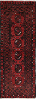 Ivory Hand-Knotted Afghan Tribal Geometric Wool Rug - 1'7" x 4'8"