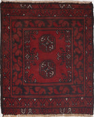 Ivory Hand-Knotted Afghan Tribal Geometric Wool Rug - 1'8" x 2'0"