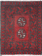 Ivory Hand-Knotted Afghan Tribal Geometric Wool Rug - 1'6" x 2'1"