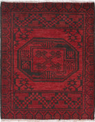 Ivory Hand-Knotted Afghan Tribal Geometric Wool Rug - 1'7" x 2'1"