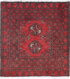 Ivory Hand-Knotted Afghan Tribal Geometric Wool Rug - 1'7" x 1'11"