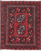 Ivory Hand-Knotted Afghan Tribal Geometric Wool Rug - 1'8" x 2'0"