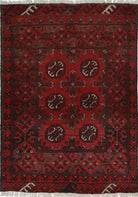 Ivory Hand-Knotted Afghan Tribal Geometric Wool Rug - 2'6" x 3'7"