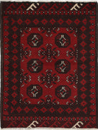 Ivory Hand-Knotted Afghan Tribal Geometric Wool Rug - 2'5" x 3'5"