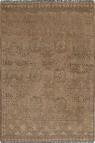 Ivory Hand-Knotted Afghan Tribal Geometric Wool Rug - 2'6" x 3'7"