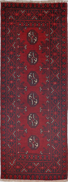 Ivory Hand-Knotted Afghan Tribal Geometric Wool Rug - 1'8" x 4'9"