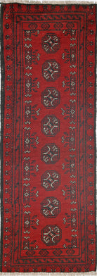 Ivory Hand-Knotted Afghan Tribal Geometric Wool Rug - 1'7" x 4'10"