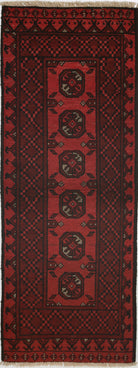Ivory Hand-Knotted Afghan Tribal Geometric Wool Rug - 1'6" x 4'10"