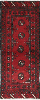 Ivory Hand-Knotted Afghan Tribal Geometric Wool Rug - 1'7" x 4'6"