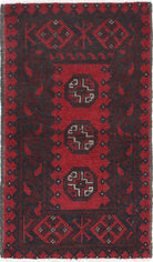 Ivory Hand-Knotted Afghan Tribal Geometric Wool Rug - 1'8" x 3'0"