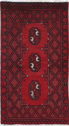 Ivory Hand-Knotted Afghan Tribal Geometric Wool Rug - 1'8" x 3'3"