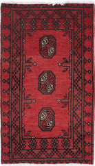Ivory Hand-Knotted Afghan Tribal Geometric Wool Rug - 1'6" x 2'10"